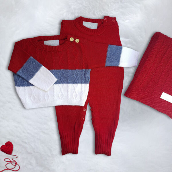 Saída Maternidade Tricot Menino Trança Tam 1 a 3 Meses Dubabi Baby