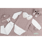 Kit Saída Maternidade Completa Menina 7 Peças Tamanho RN Nude