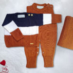 Saída Maternidade Tricot Menino Trança Tam 1 a 3 Meses Dubabi Baby - Imagem 9